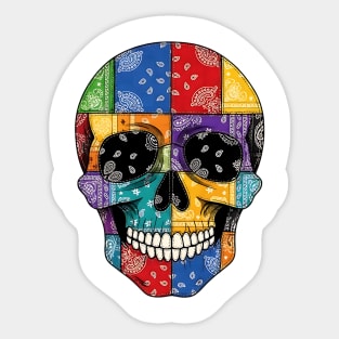 Bandana Patchwork Smiling Skull design Sticker